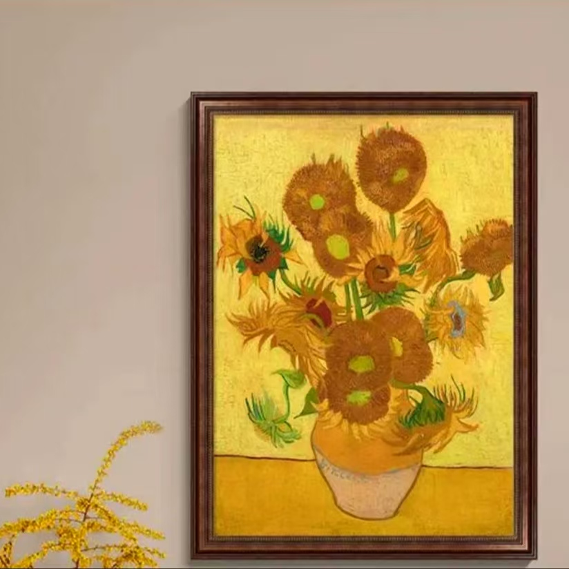 梵高美式餐厅装饰画向日葵挂画