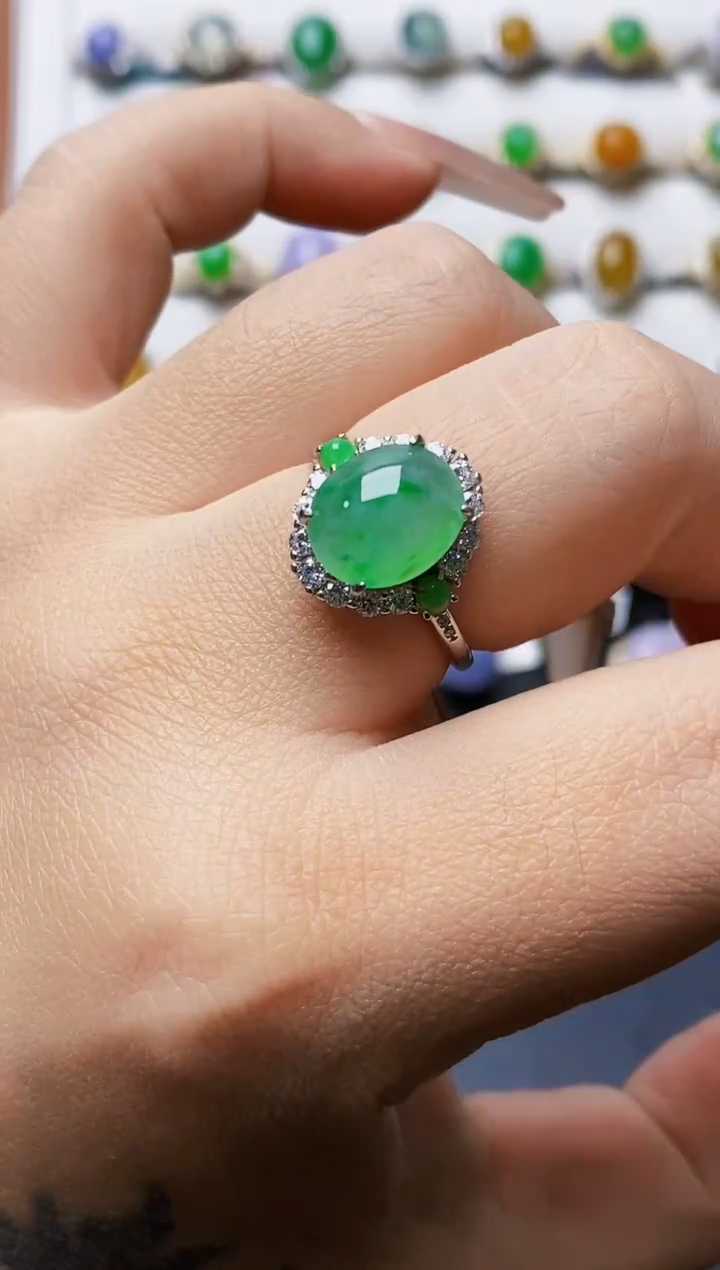 银S925镶嵌戒指翡翠4578