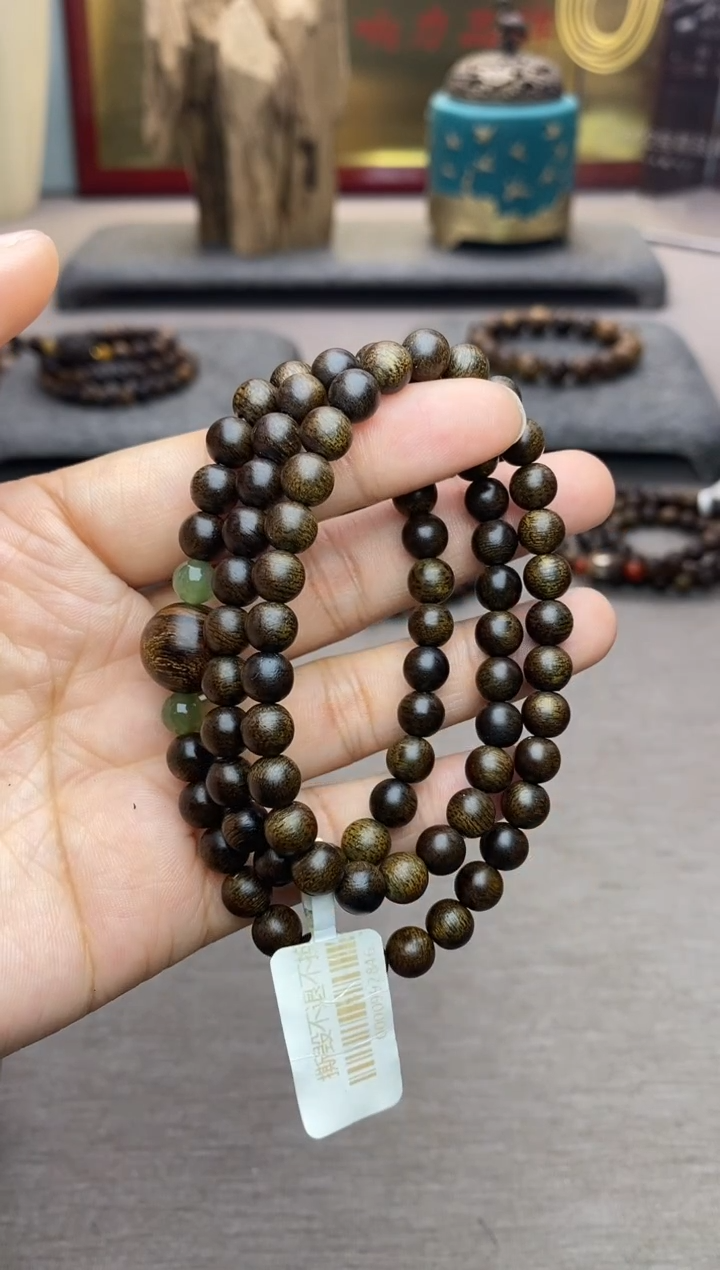 【闪购商品】沉香手串顺化紫棋06+留疤白棋1.2三圈沉水设计