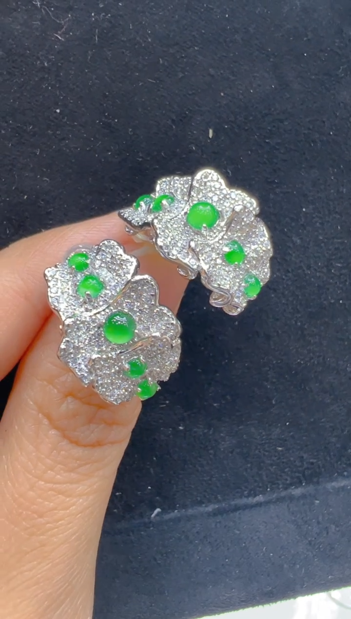 银S925镶嵌翡翠耳饰多样性团购发一件