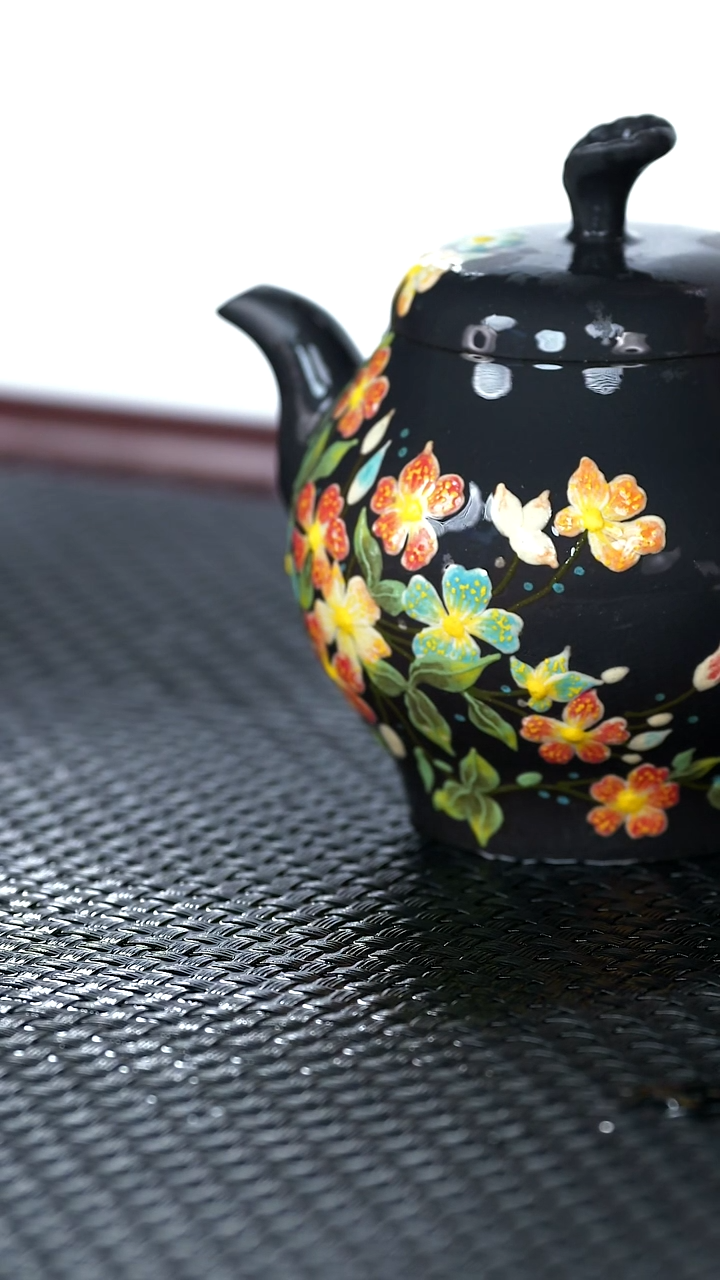 茶壶紫砂紫砂壶23 老黑料 泥绘 