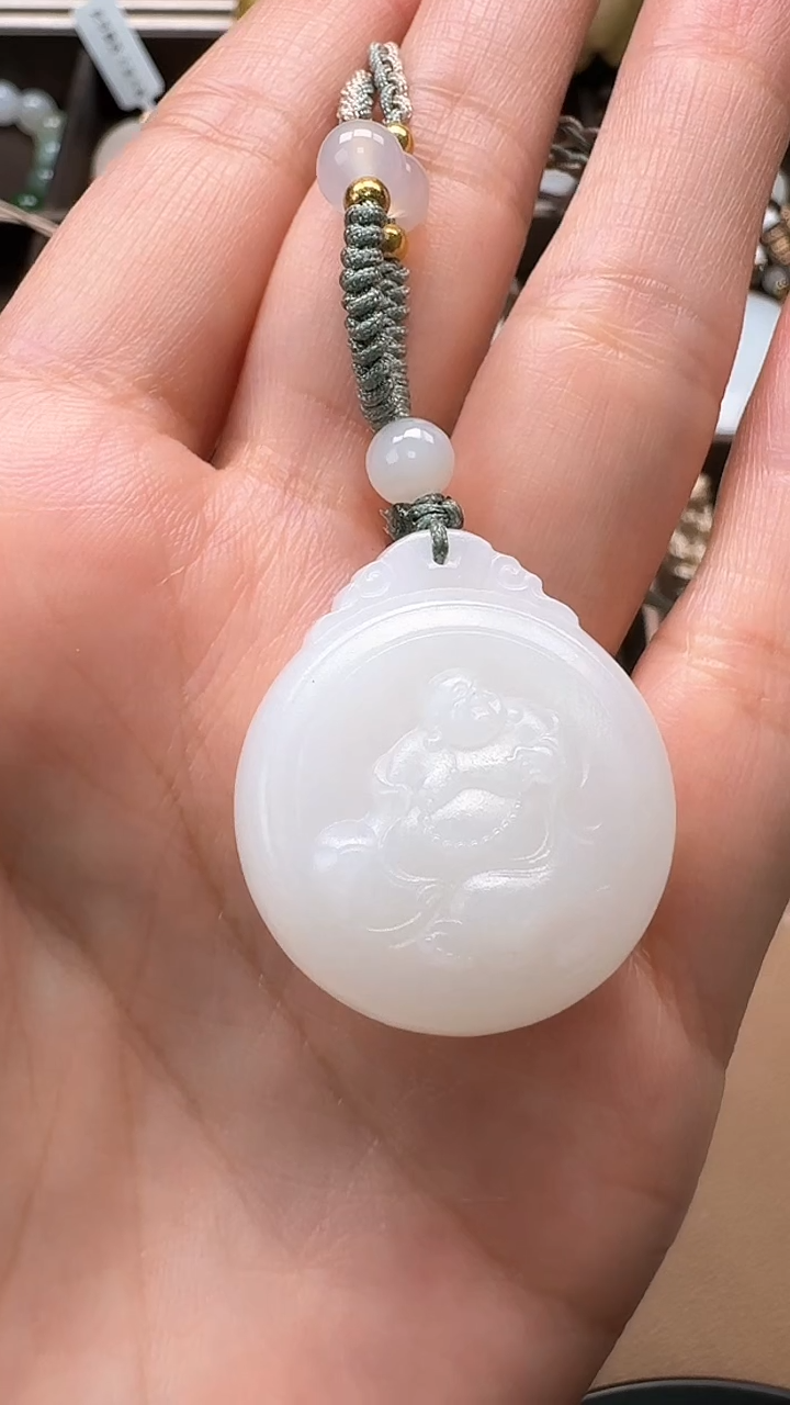 【闪购商品】和田玉吊坠未镶嵌1447圆牌弥勒佛