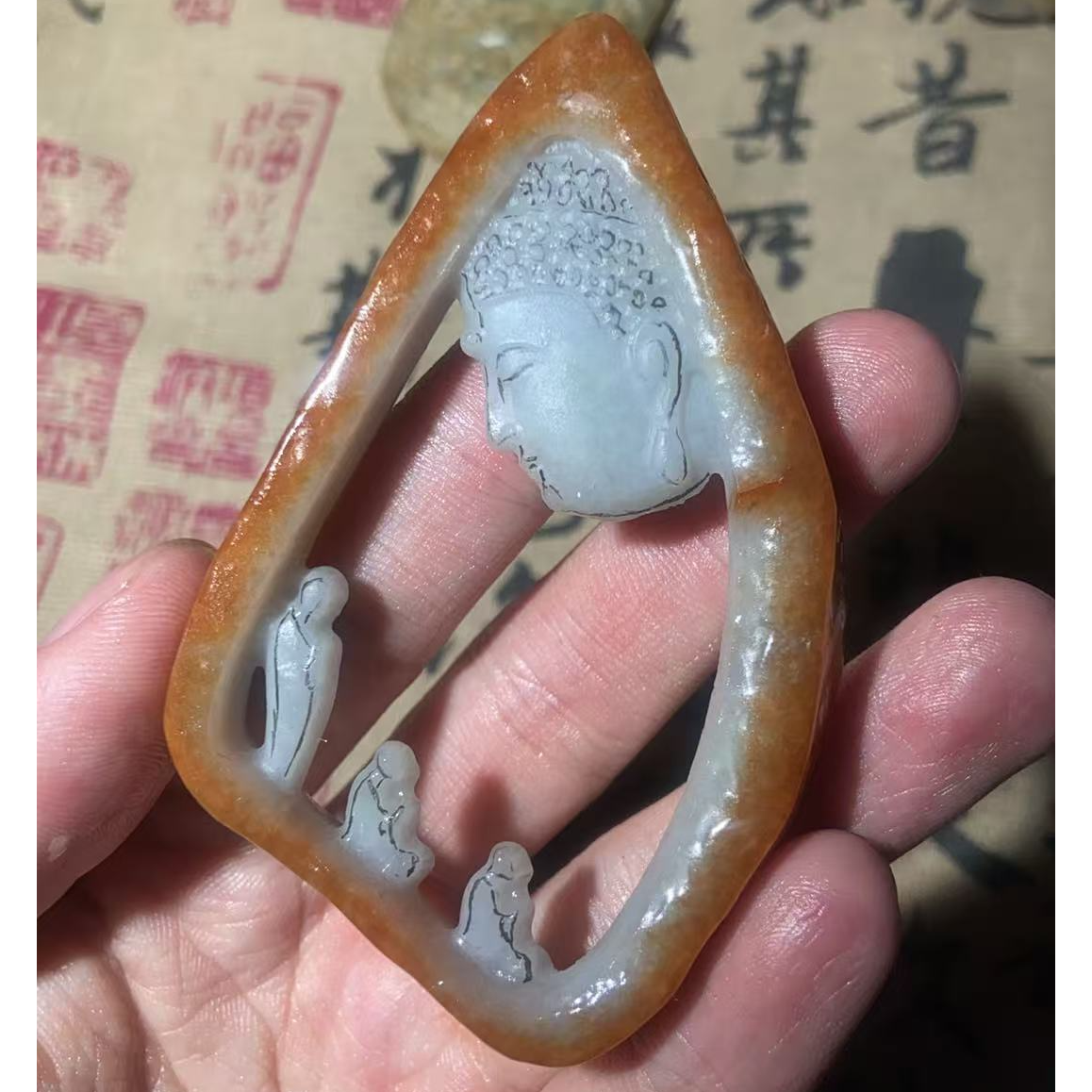 纯天然缅甸翡翠A货定制  镂空佛