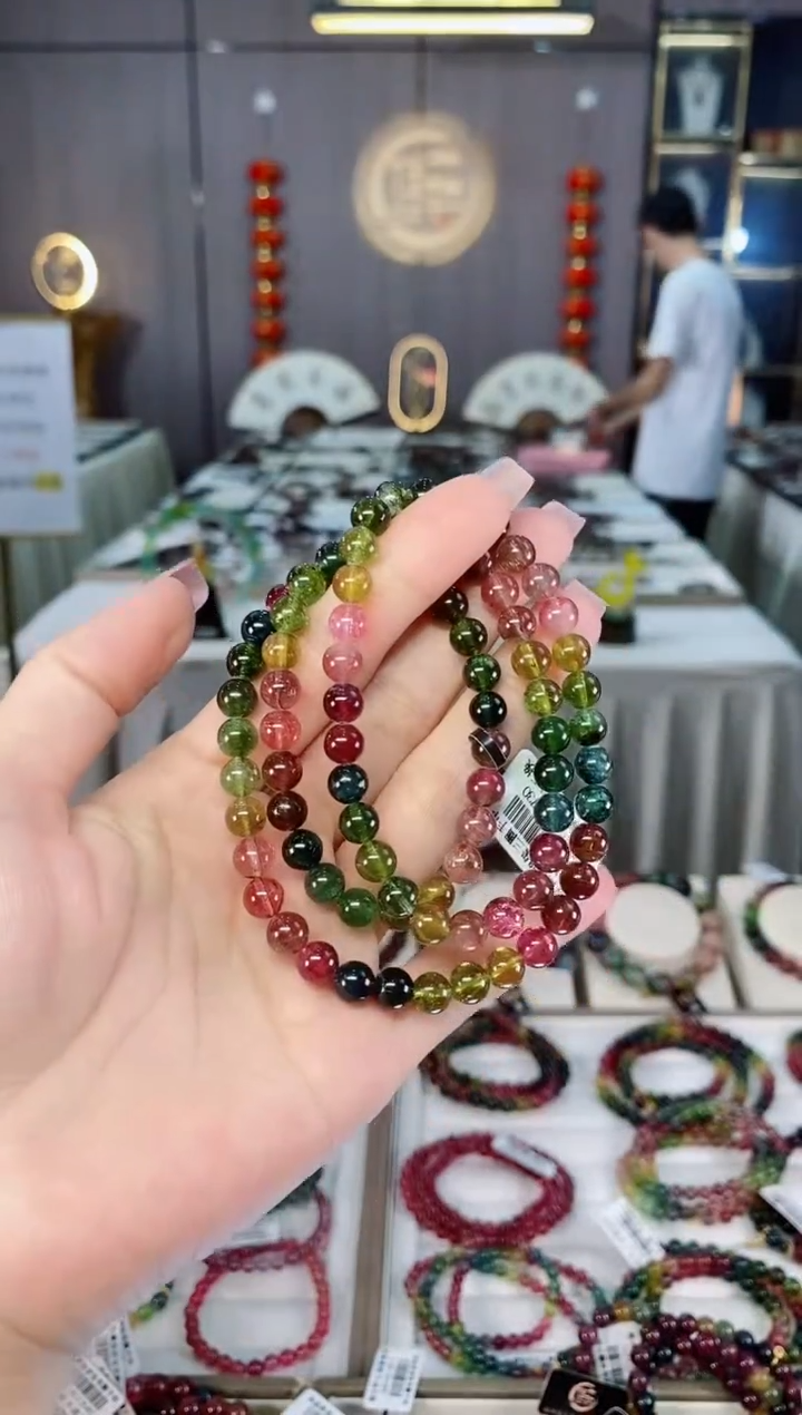 未镶嵌收藏级老矿碧玺三圈手串6mm+碧玺hon多样性发货一条