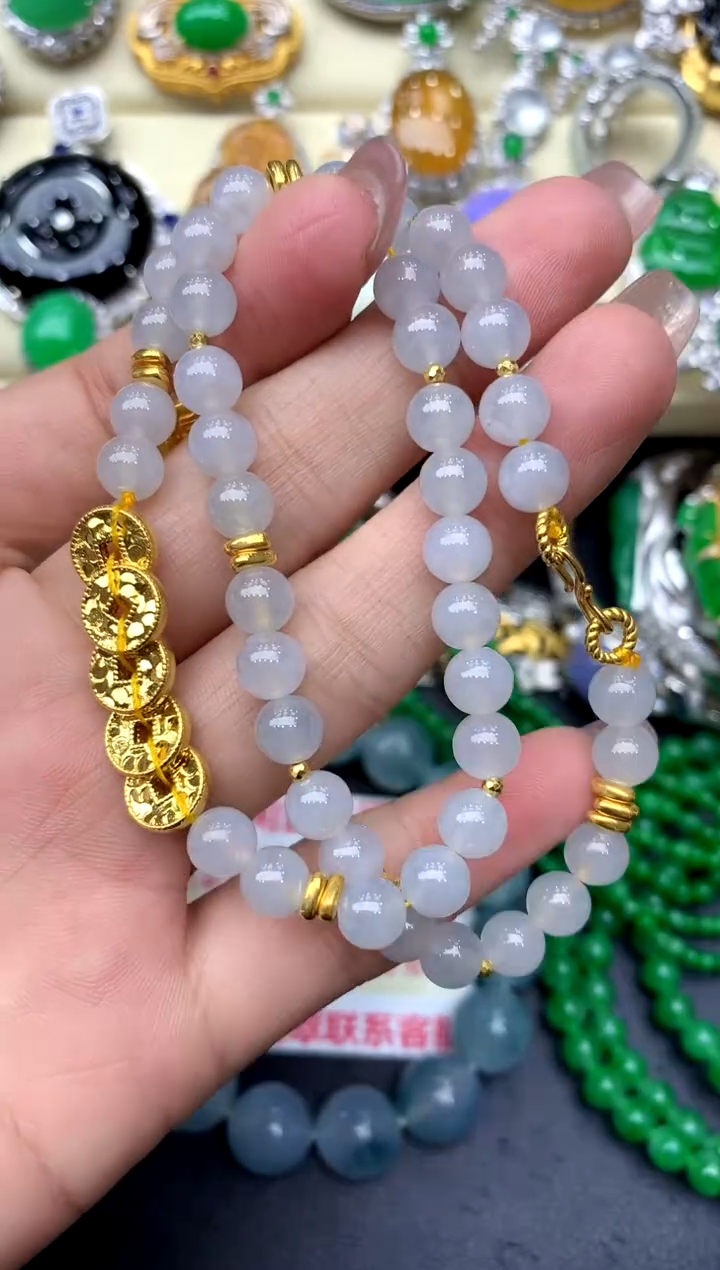 颈饰足金镶嵌翡翠184-中国好珍宝