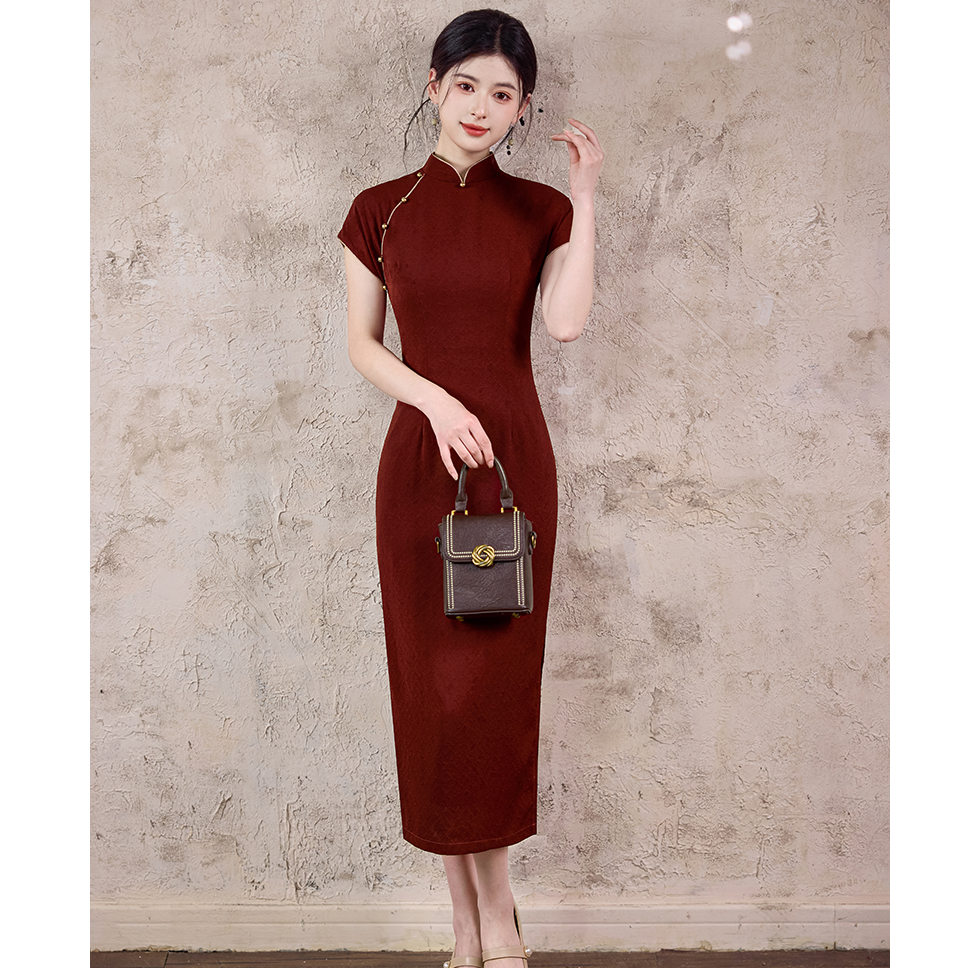 【满心欢喜】中国风红色气质旗袍红色订婚日常旗袍双层衣长120