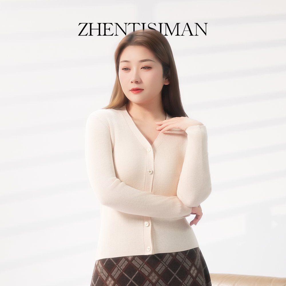 ZHENTISIMAN/TA5062/高级经典百搭时尚v领针织衫开衫