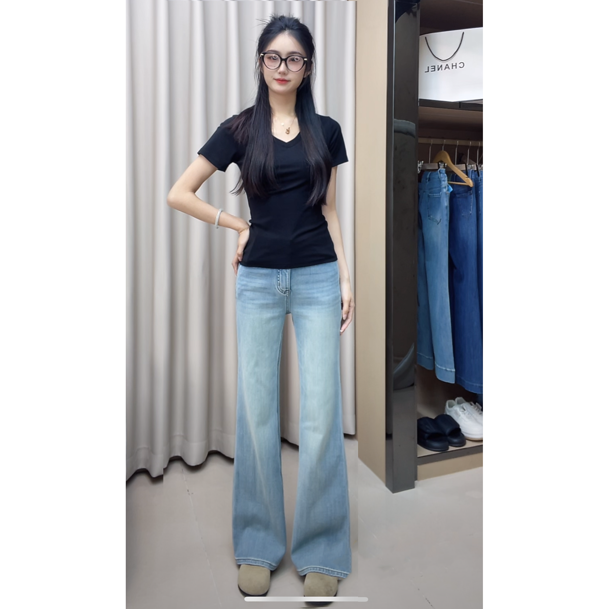 牛仔裤女夏季薄款女士显瘦高腰弹力微喇裤百搭2025休闲直筒裤子