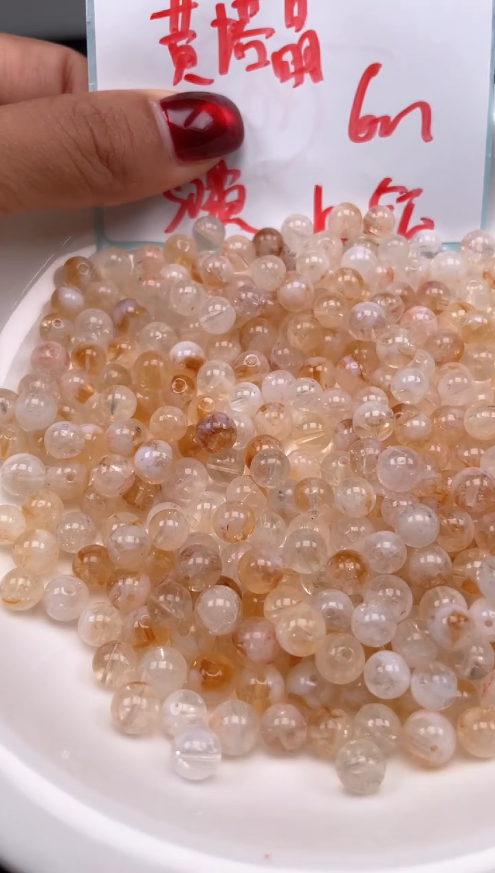 【闪购商品】水晶颈饰未镶嵌w106黄塔晶6mm*50颗