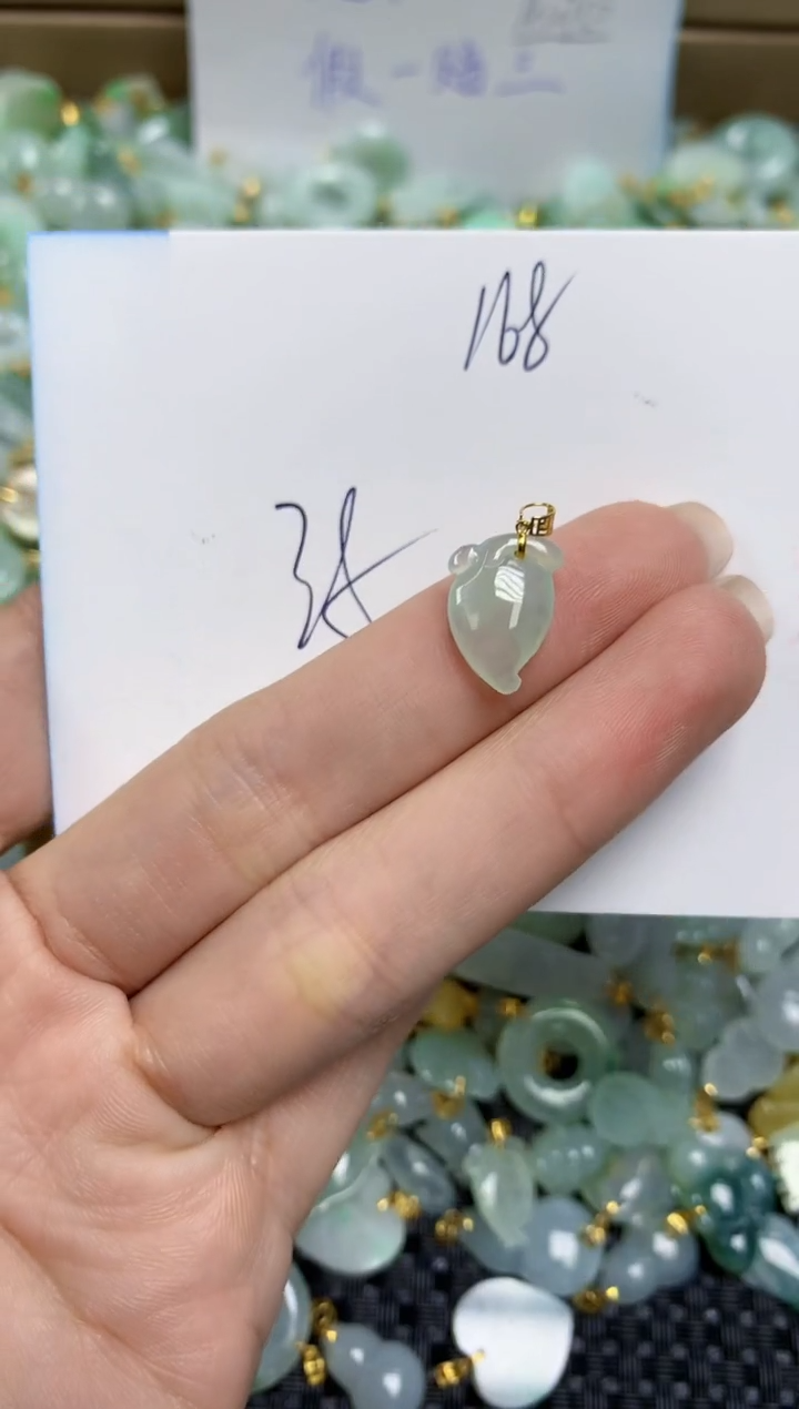 【闪购商品】翡翠颈饰18K金镶嵌天然缅甸A货翡翠