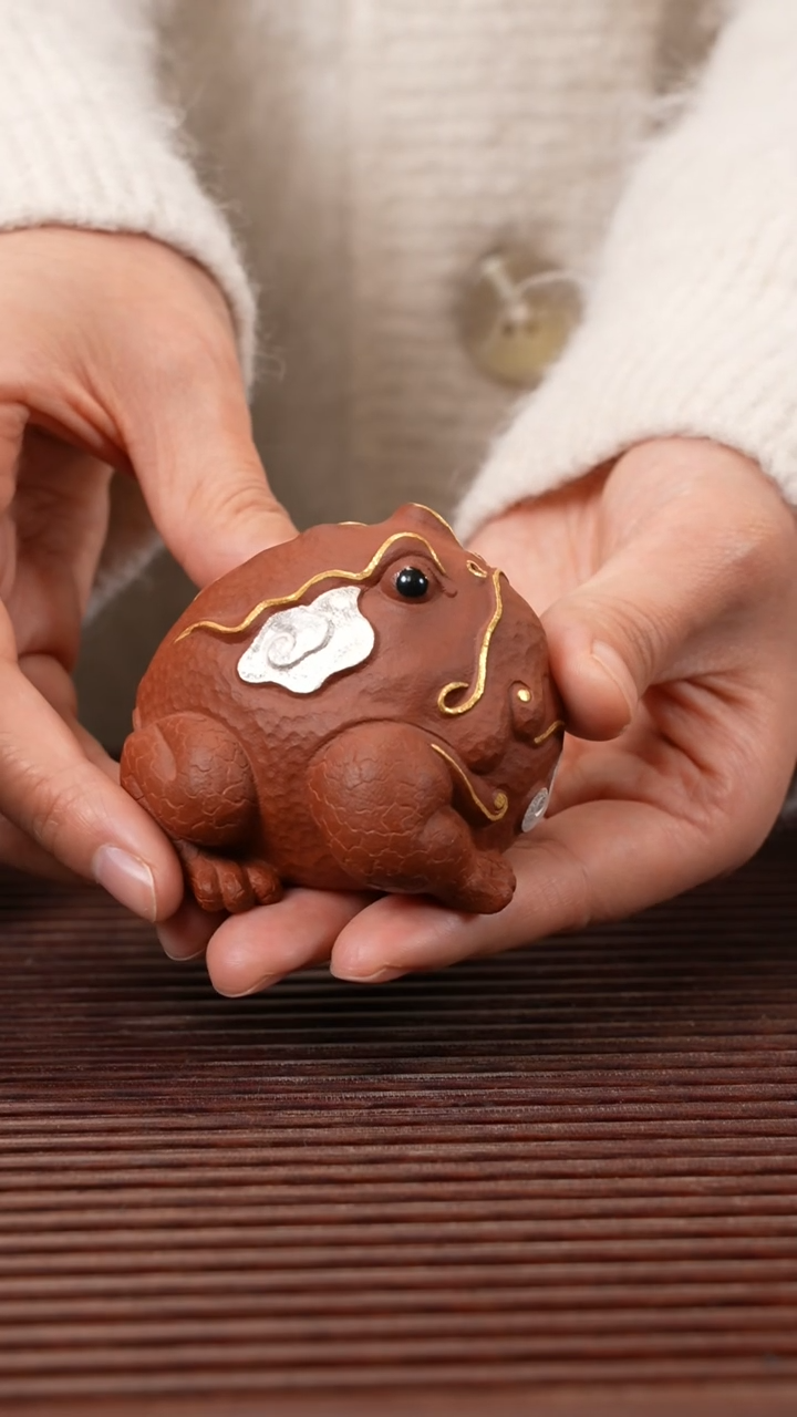 【闪购商品】紫砂茶宠富贵蛙（描金银）