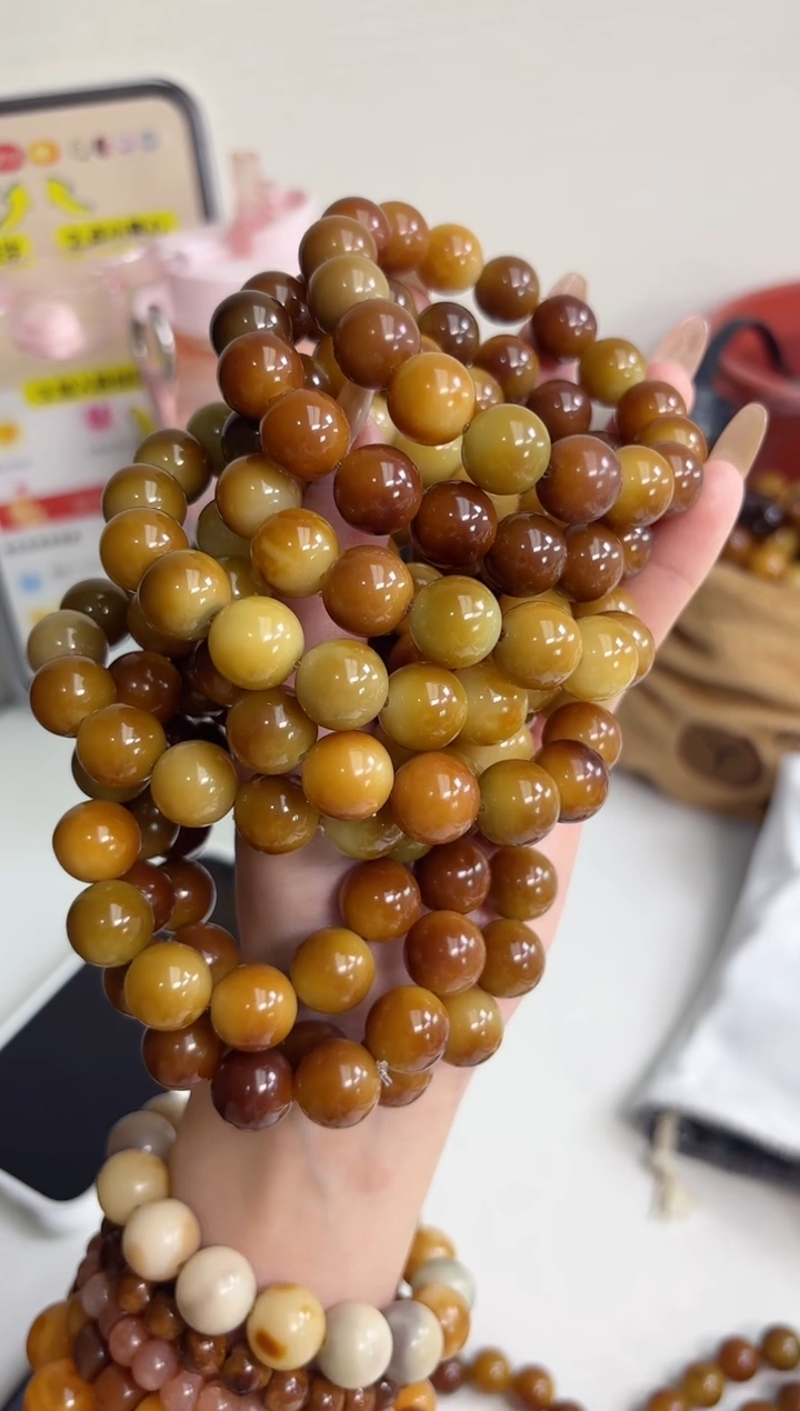 手串菩提根/象牙果沐j32糖炒栗子玉化圆珠13mm手串随机