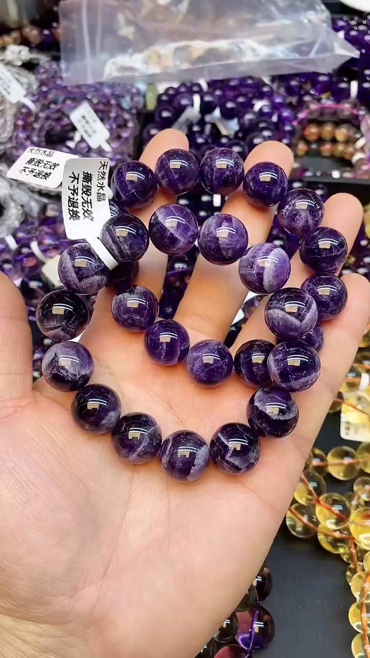 【闪购商品】水晶手链未镶嵌a72 梦幻紫15mm