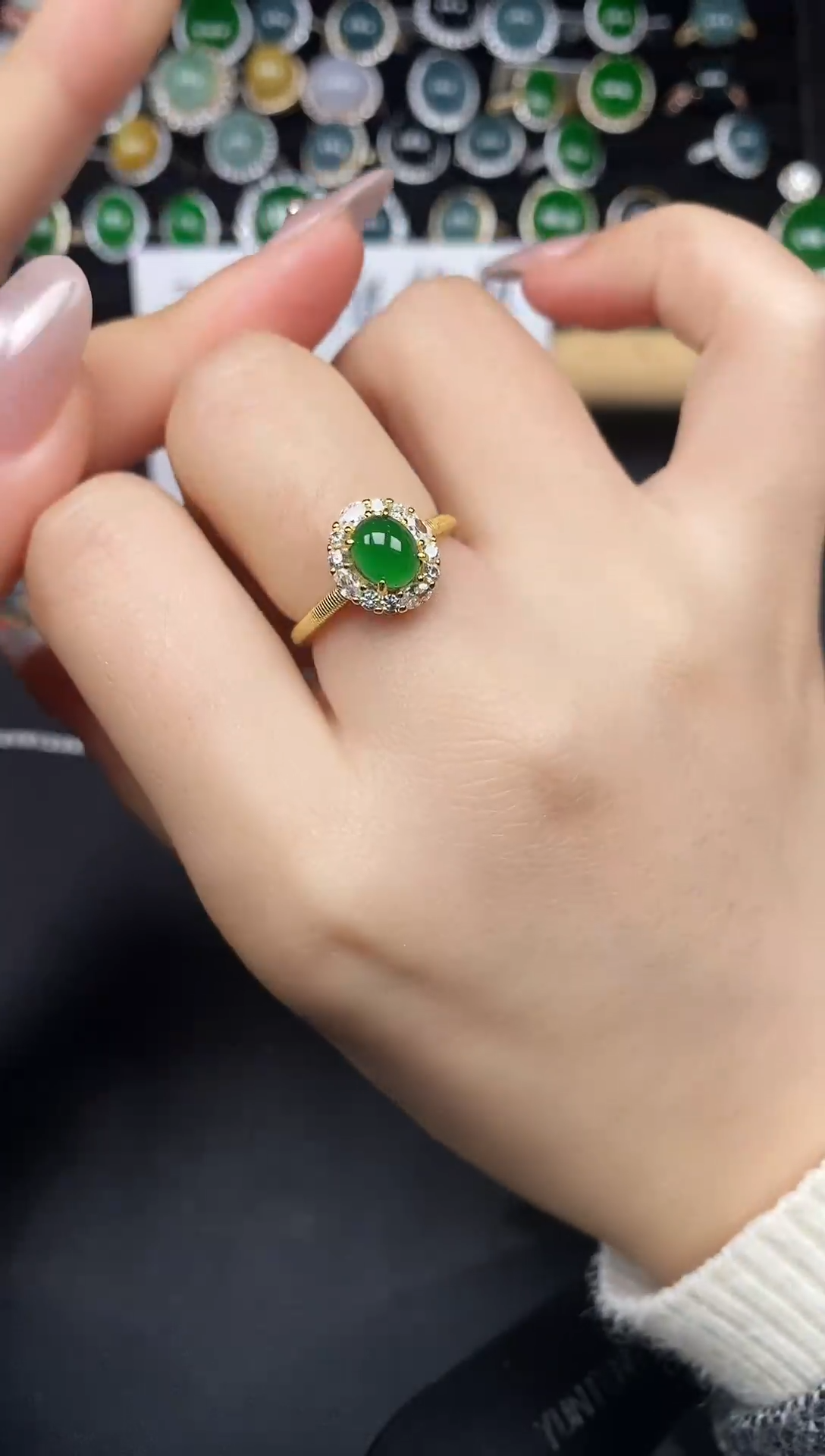 银S925镶嵌戒指翡翠25388