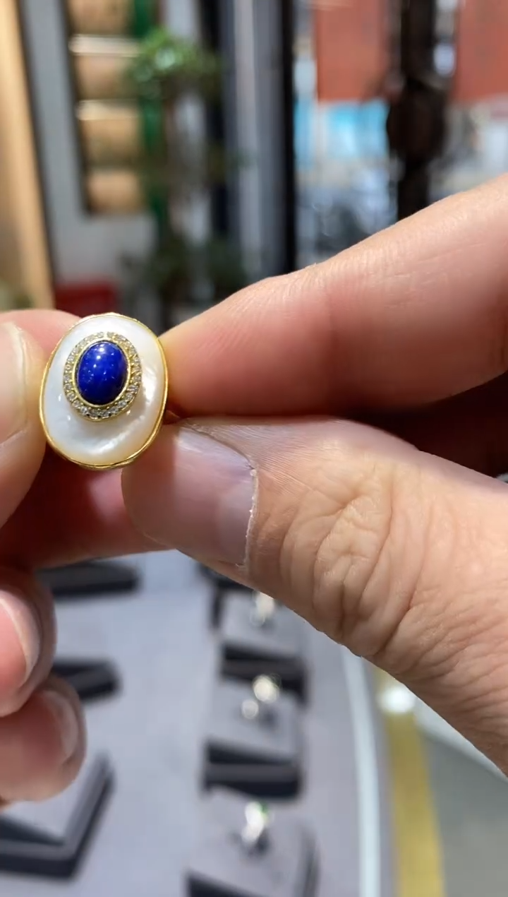 【闪购商品】青金石戒指银S925镶嵌亏米福利