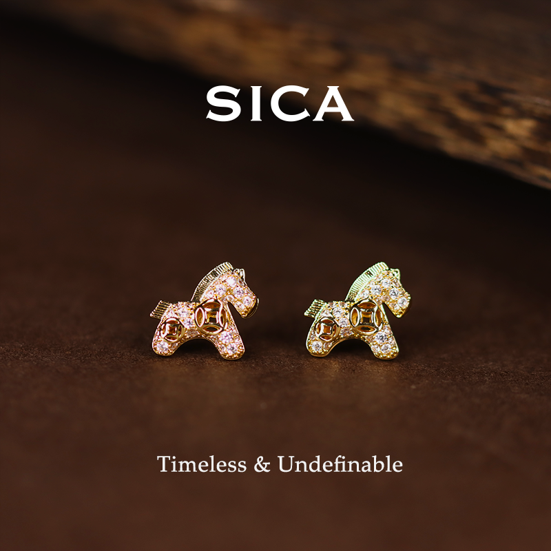 纯铜锆石耳饰 小马耳钉2025新款爆款饰品礼物女EH386【驹留空谷】