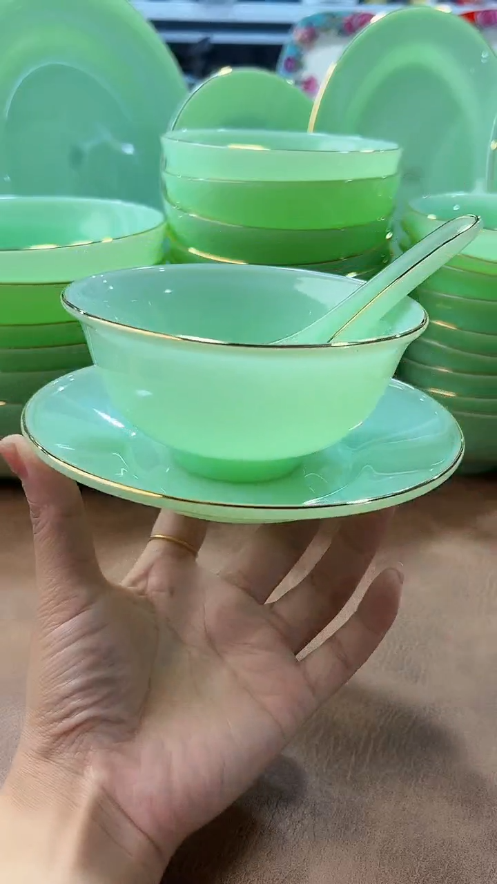 玉瓷  碟碗勺三件套10套