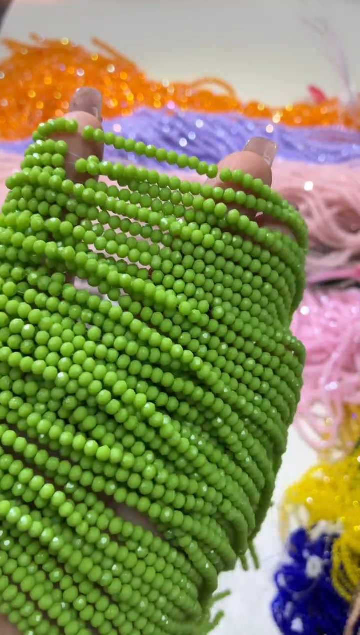 玻璃17103卡2水晶扁10条本色牛油果瓷