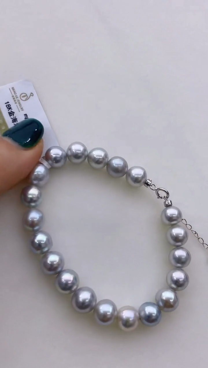 【闪购商品】海水珍珠手链18K金镶嵌32 8-9mm