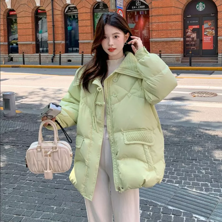 【胖妞妞优选】短款小清新盘扣羽绒服DJ-8802