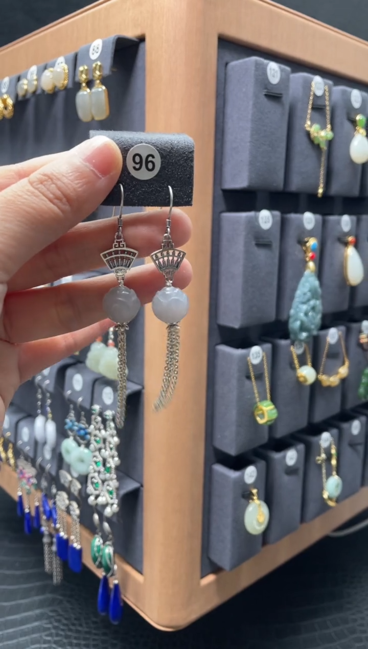 【闪购商品】和田玉耳饰银S925镶嵌0096