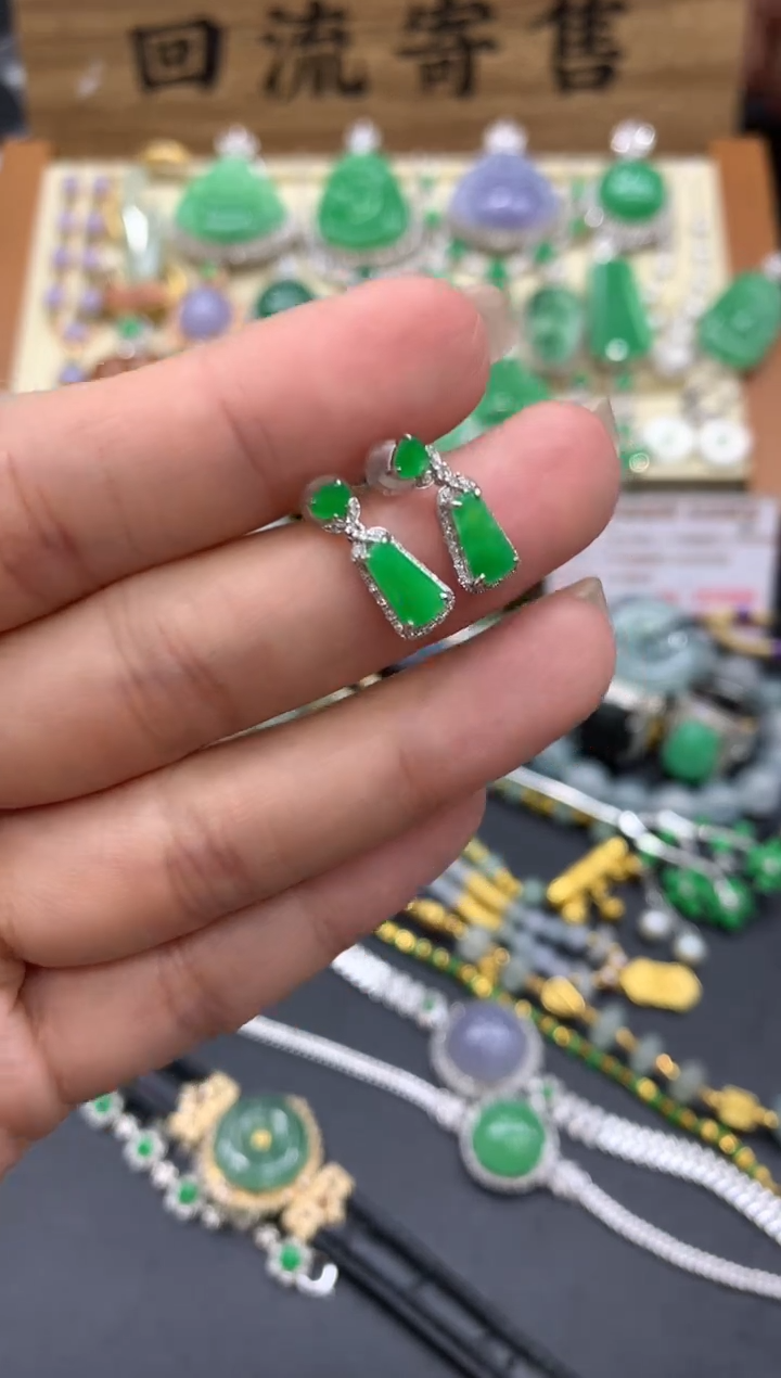 【闪购商品】翡翠耳饰18K金镶嵌121-中国好珍宝