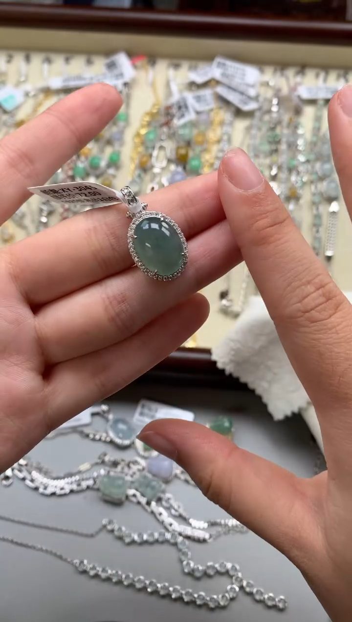 银S925镶嵌戒指翡翠吊坠11