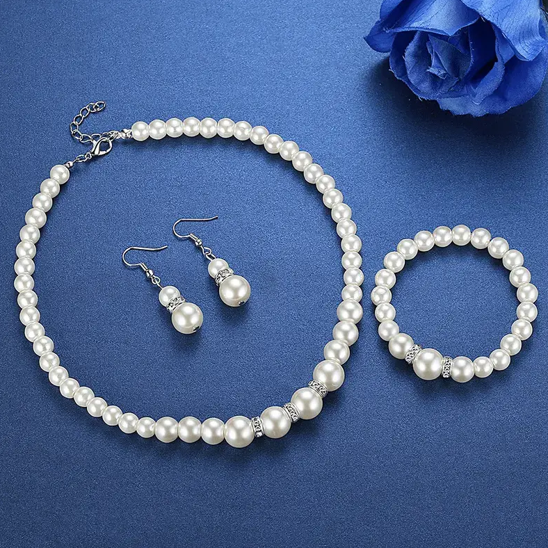 合金亚克力项链 合金亚克力车载项链首饰三件套非珍珠饰品