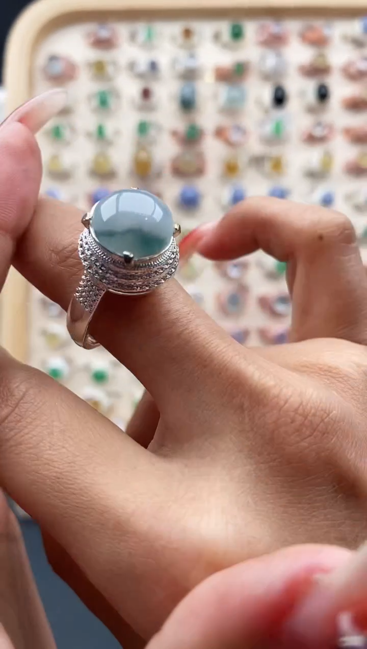 【闪购商品】翡翠戒指未镶嵌缅甸天然A货翡翠333  10+4