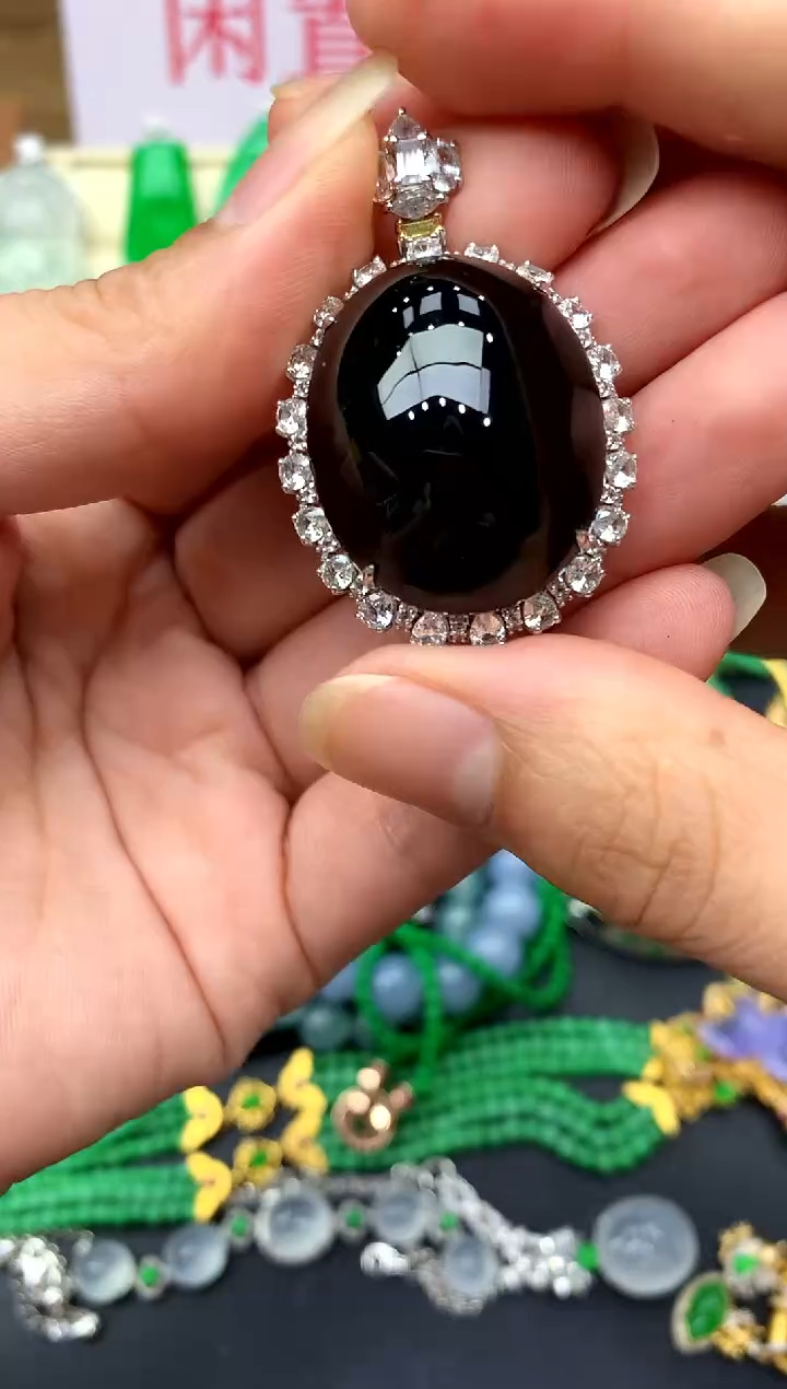 翡翠18K金镶嵌颈饰467-中国好珍宝