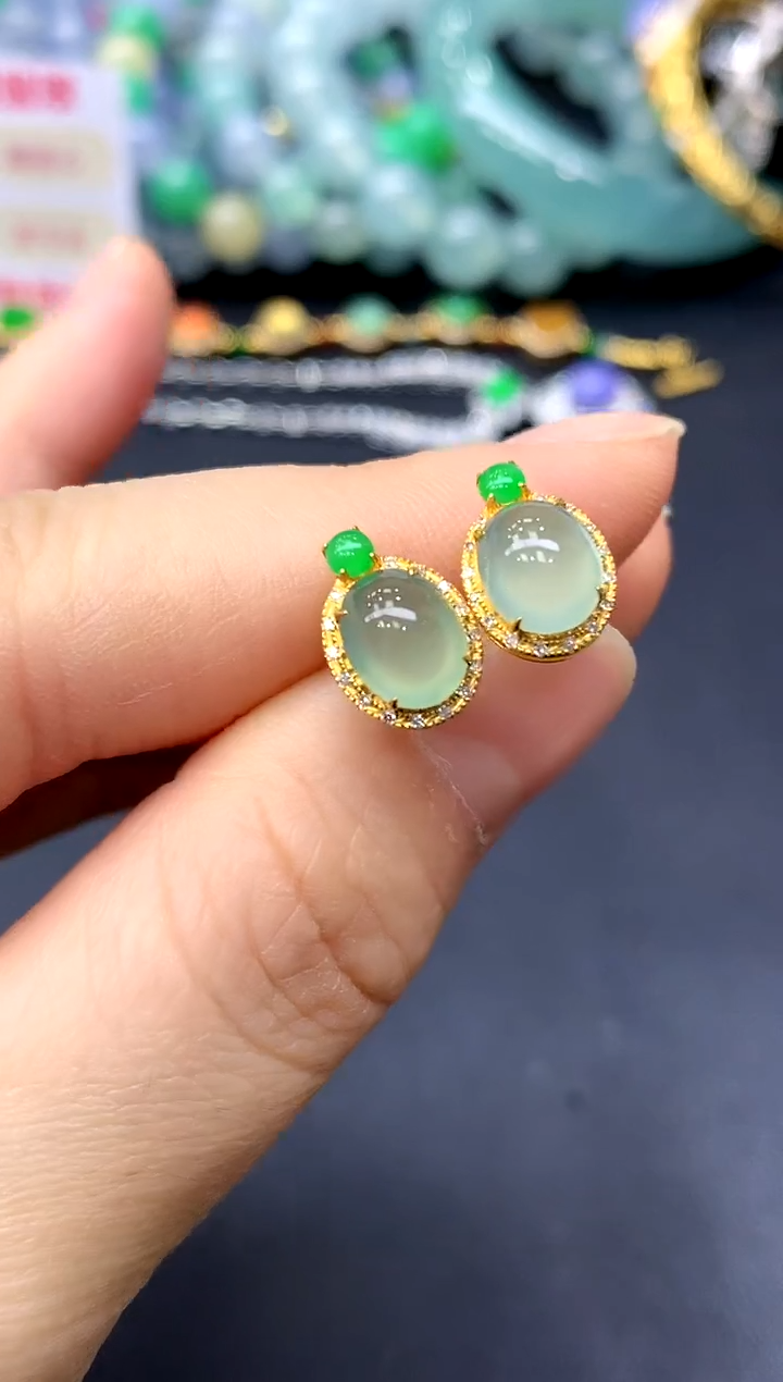 18K金镶嵌翡翠耳饰253-中国好珍宝
