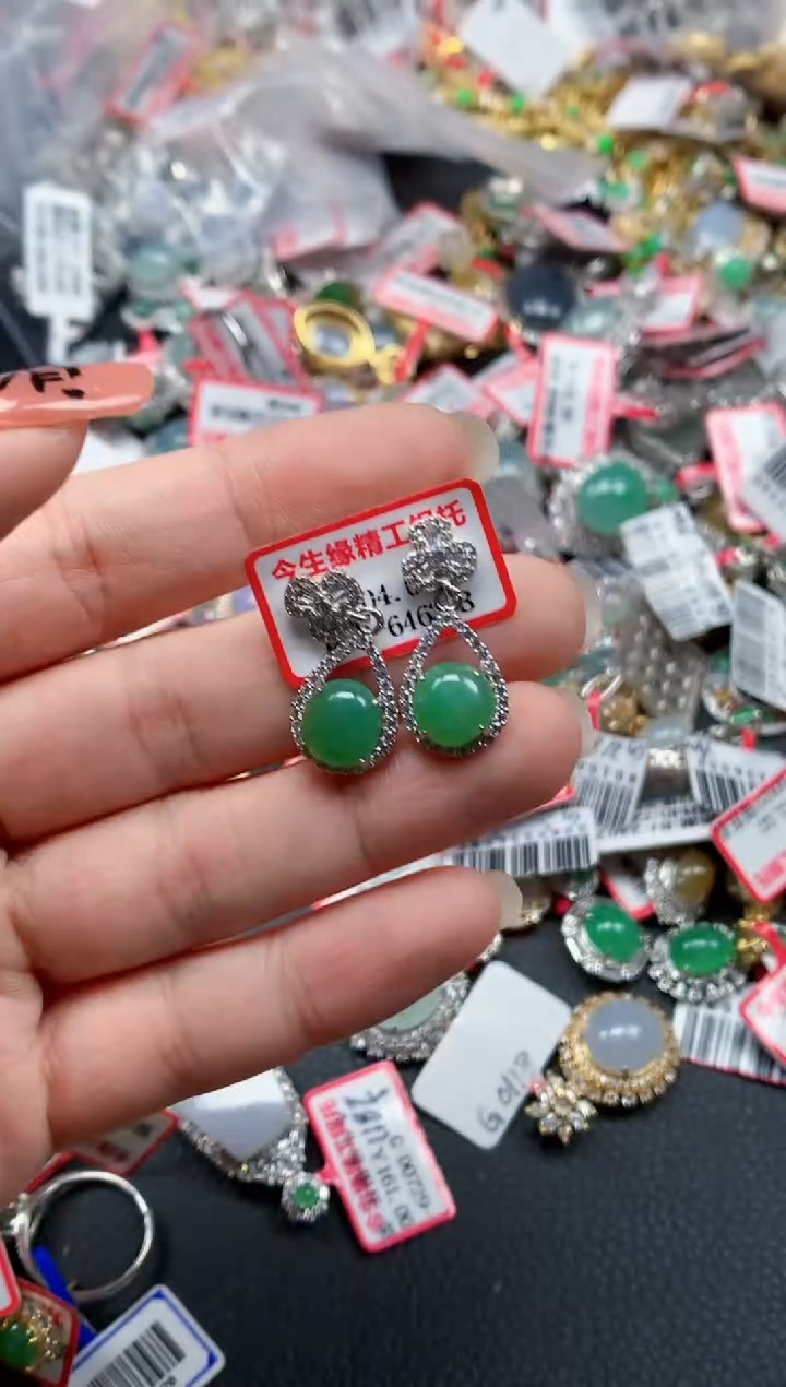 银S925镶嵌戒指翡翠天然A货缅甸翡翠