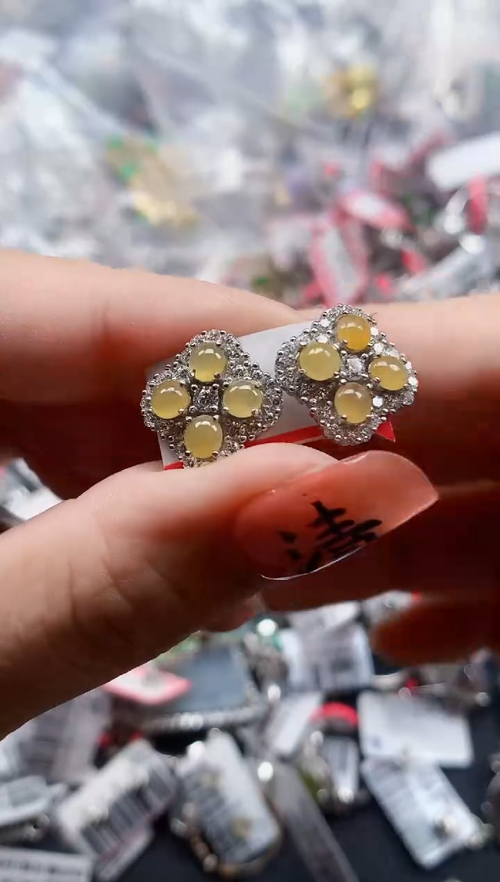 银S925镶嵌戒指翡翠天然A货缅甸翡翠