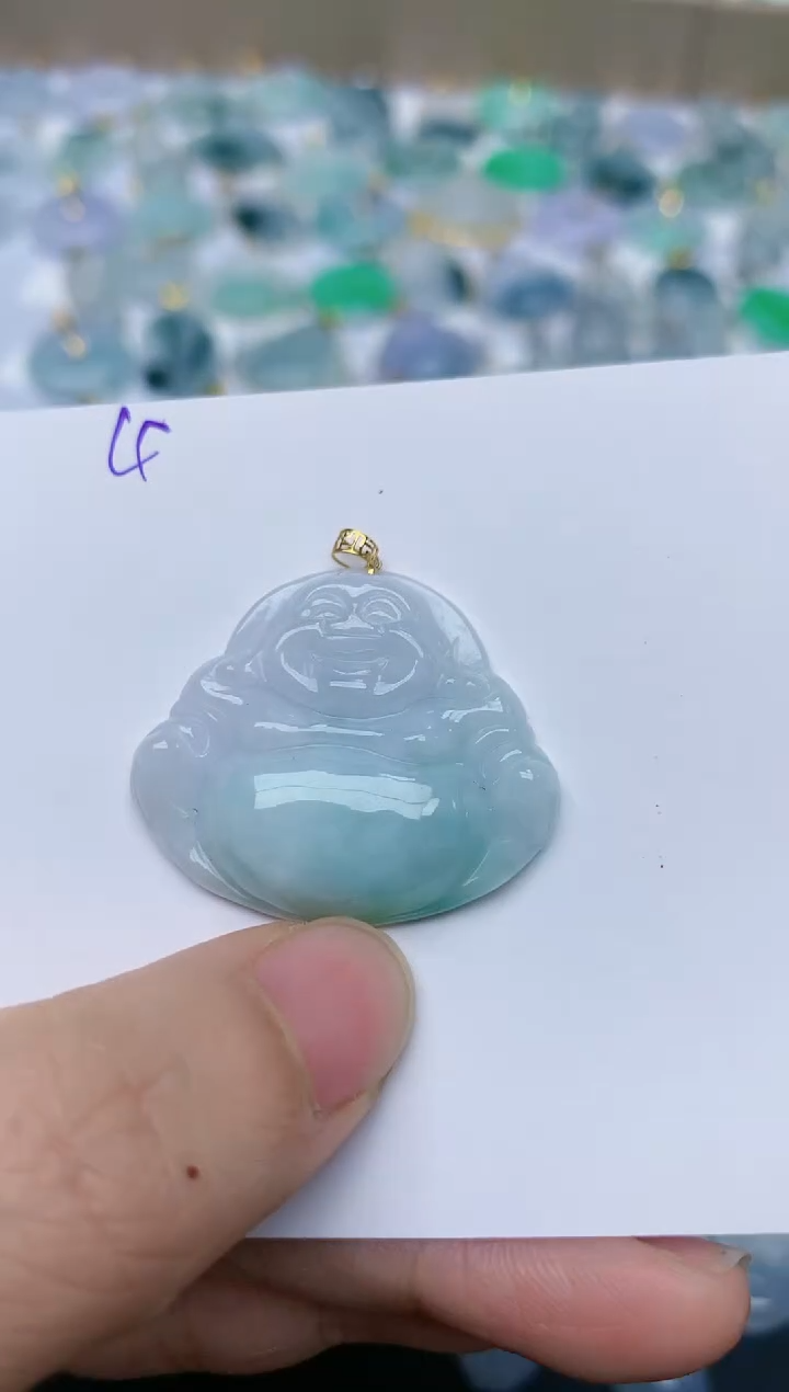 【闪购商品】翡翠颈饰18K金镶嵌天然翡翠A货    4