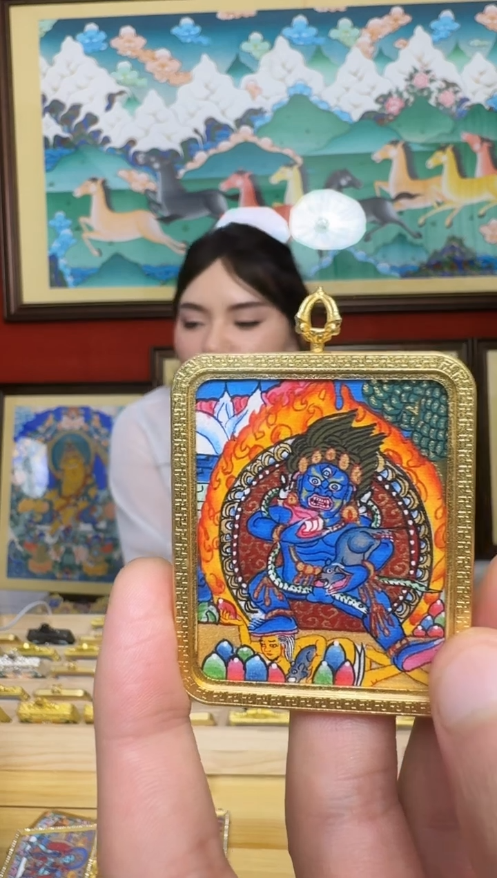 吊坠黑财神-热贡纯手绘周毛