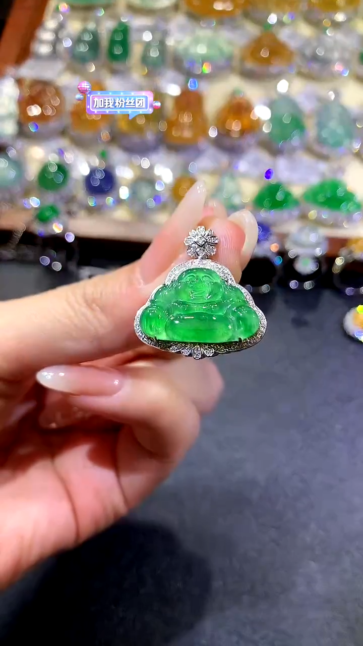 【闪购商品】翡翠吊坠(不含链)18K金镶嵌261-佛公