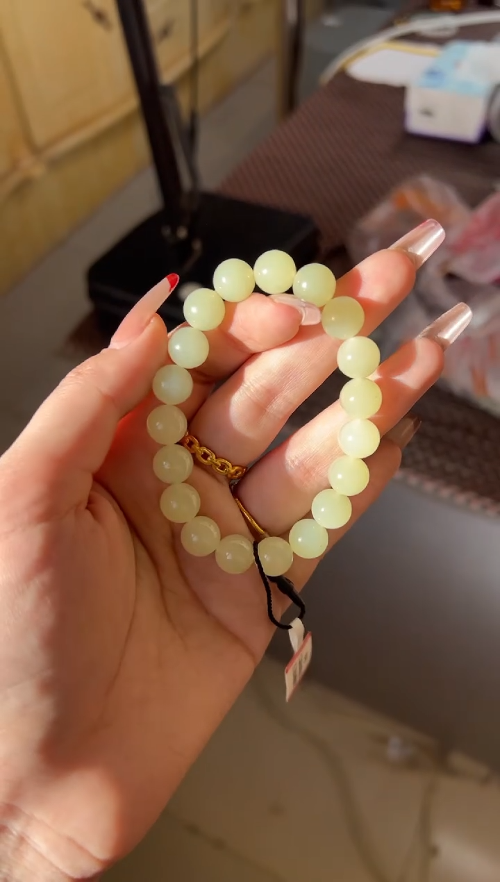 【闪购商品】和田玉手串未镶嵌若羌料黄口卡10手串