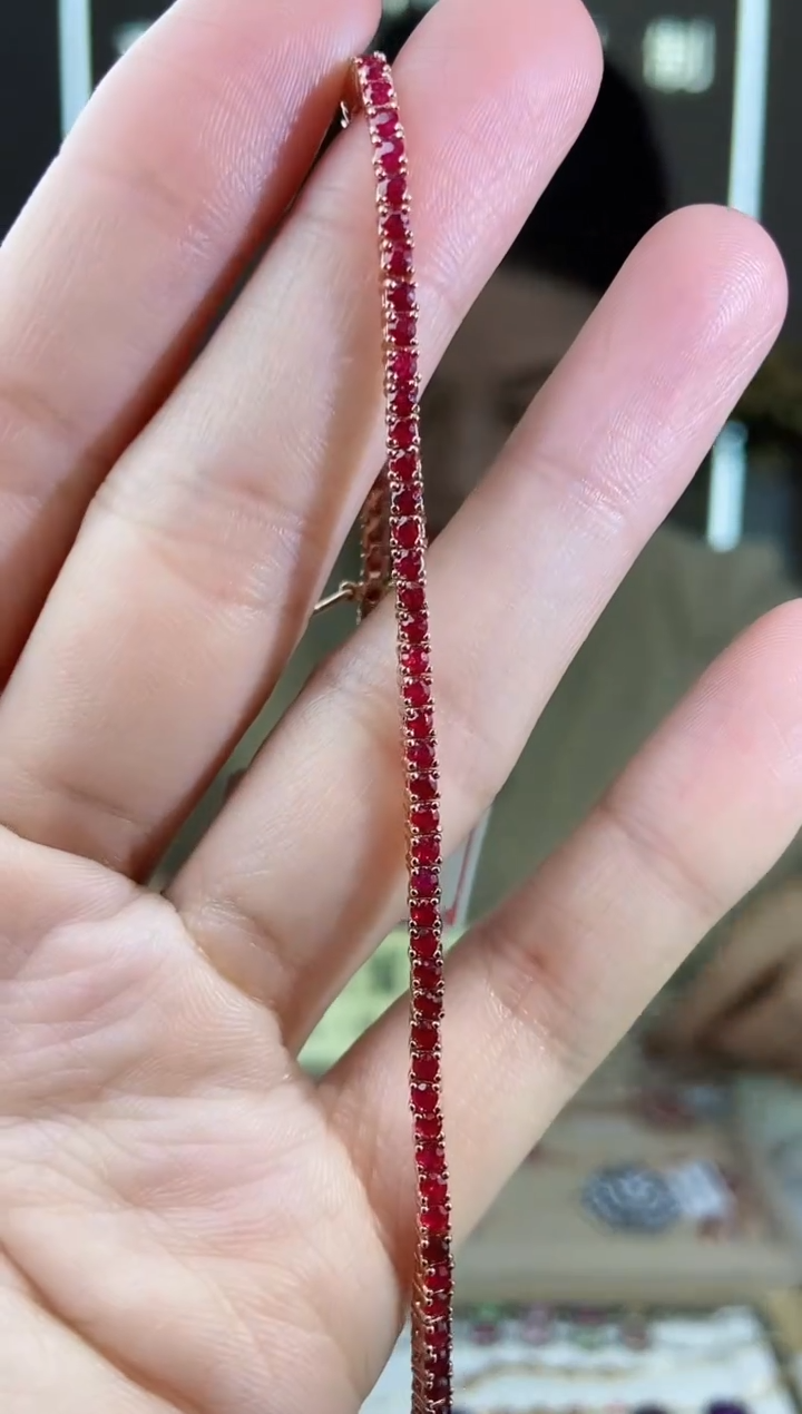 【闪购商品】红宝石手链15银S925镶嵌手链15