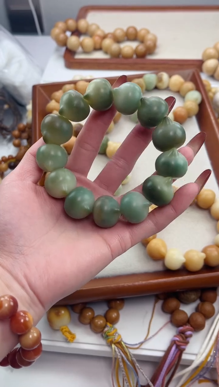 手串菩提根/象牙果王*芽a85干磨猫猫头22mm手串瑕疵不补