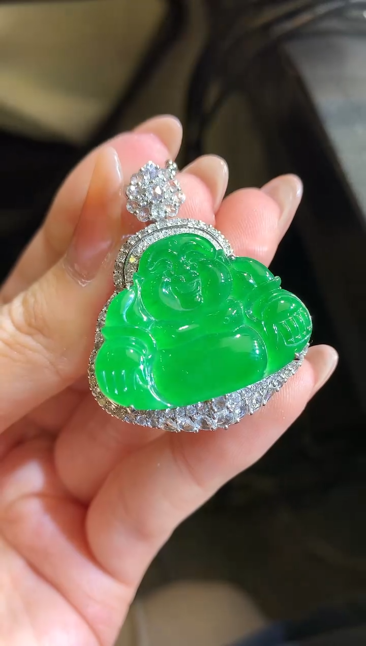 【闪购商品】翡翠吊坠(不含链)18K金镶嵌121-佛公