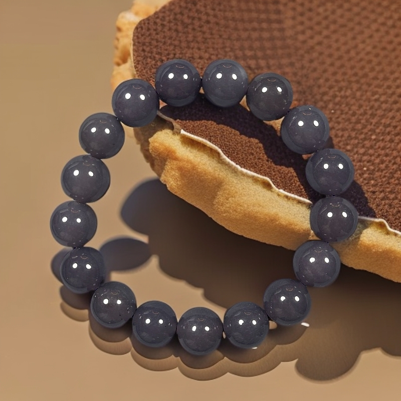 和田玉 烟紫 12mm串