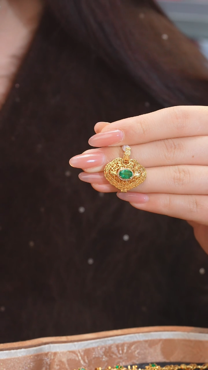 【闪购商品】祖母绿吊坠不含链18K金镶嵌（1ct）@@Q6078