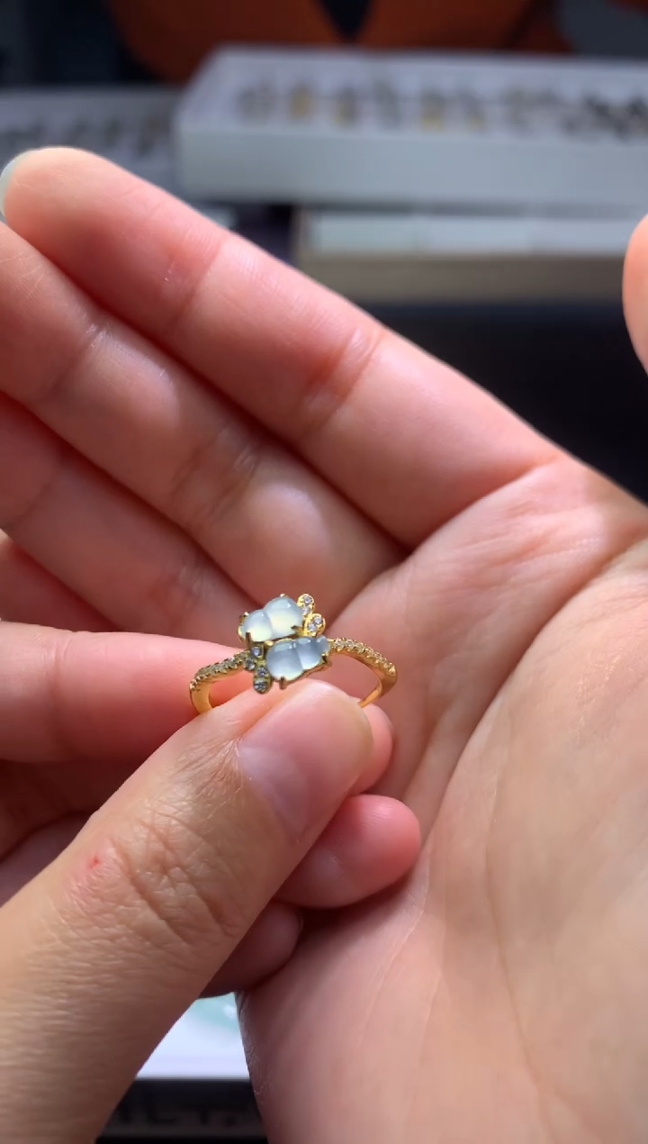 【闪购商品】翡翠戒指银S925镶嵌净货