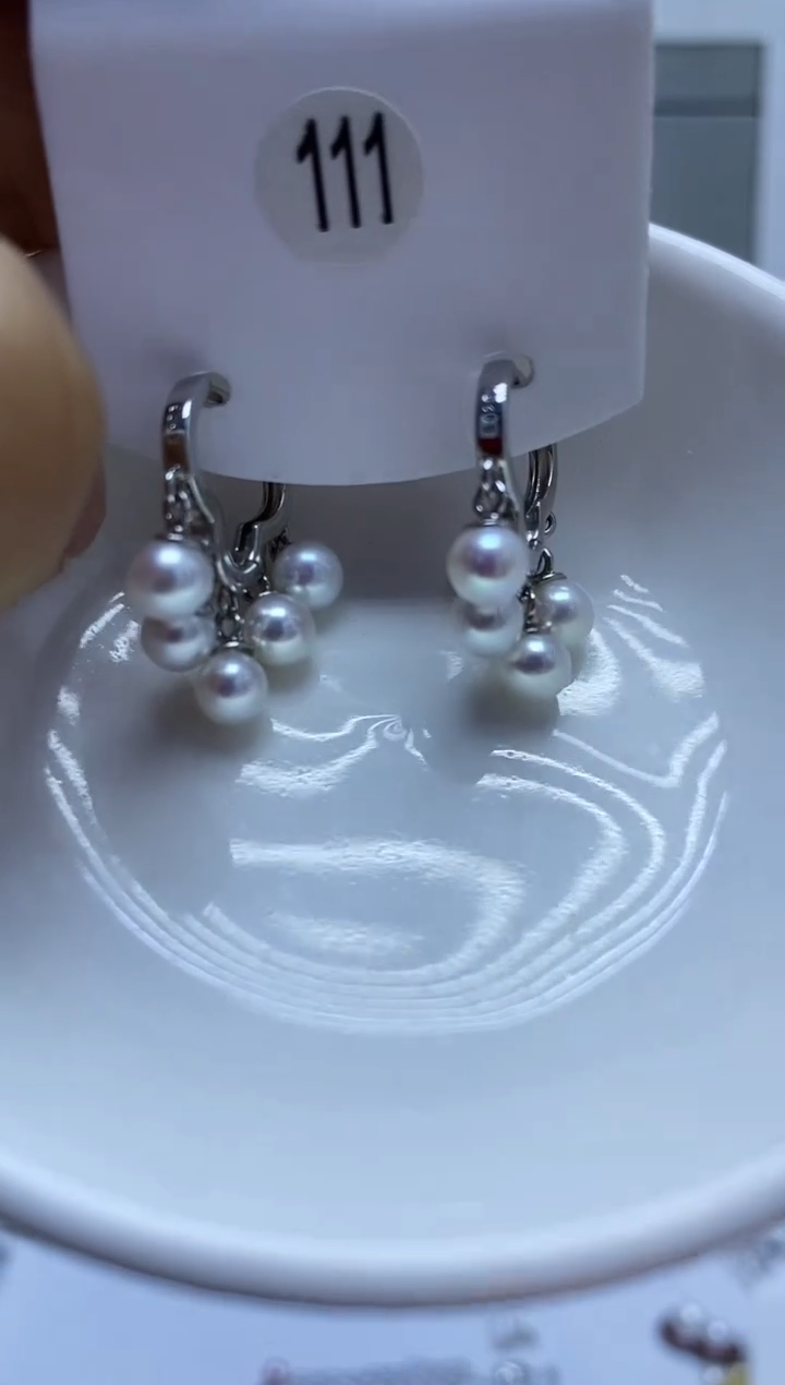 银S925镶嵌耳饰淡水珍珠111