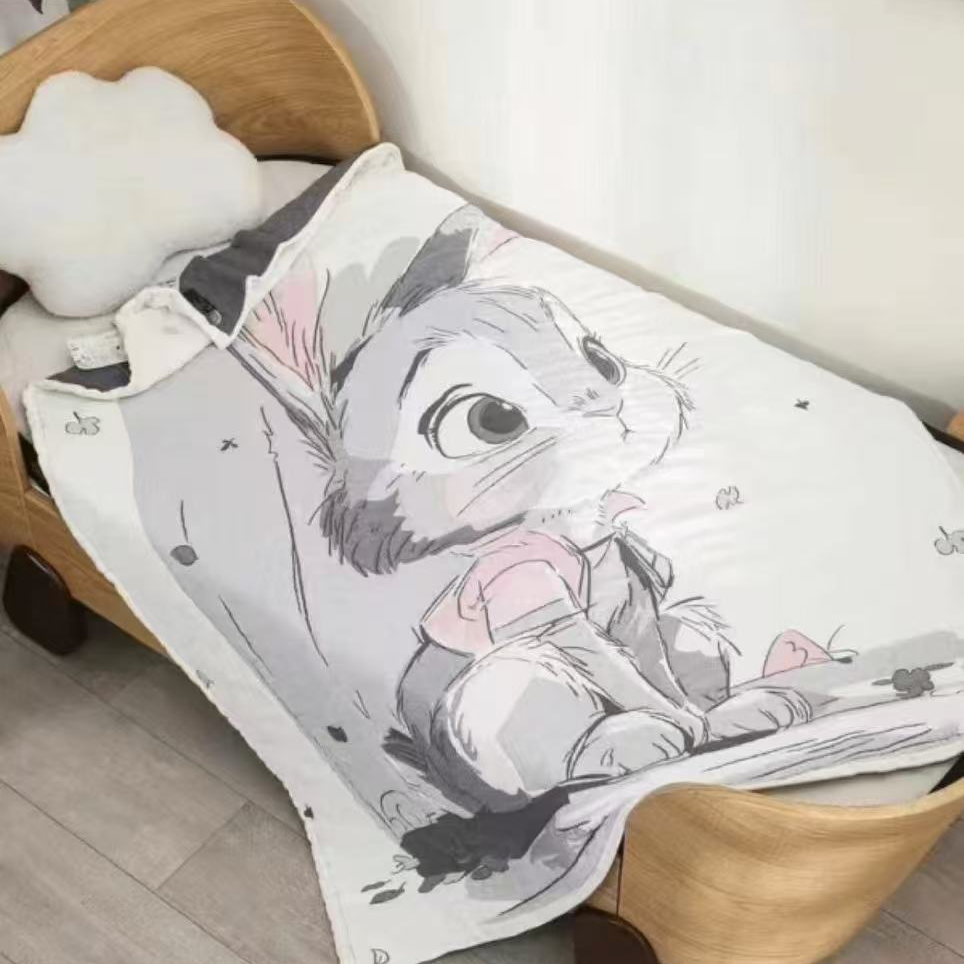 【期待兔】全棉纱布150*200cm亲肤可爱卡通柔软加厚秋冬泡芙被