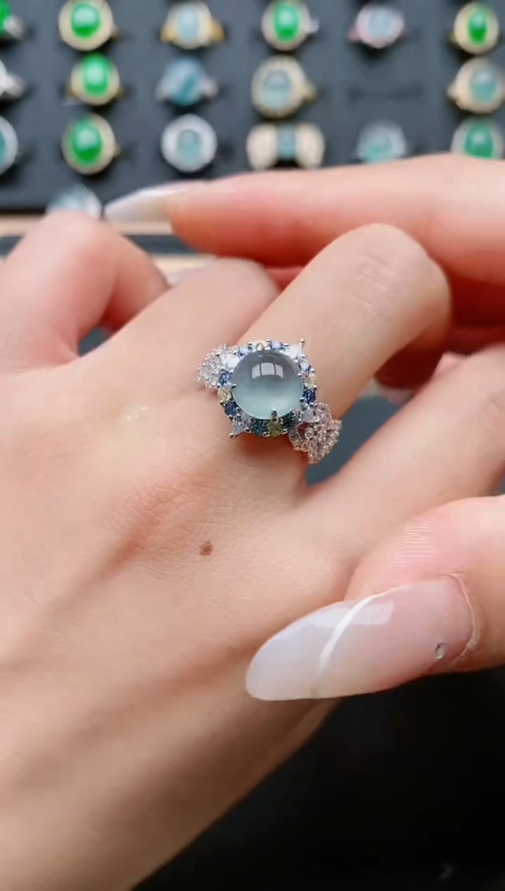 【闪购商品】翡翠戒指银S925镶嵌111111