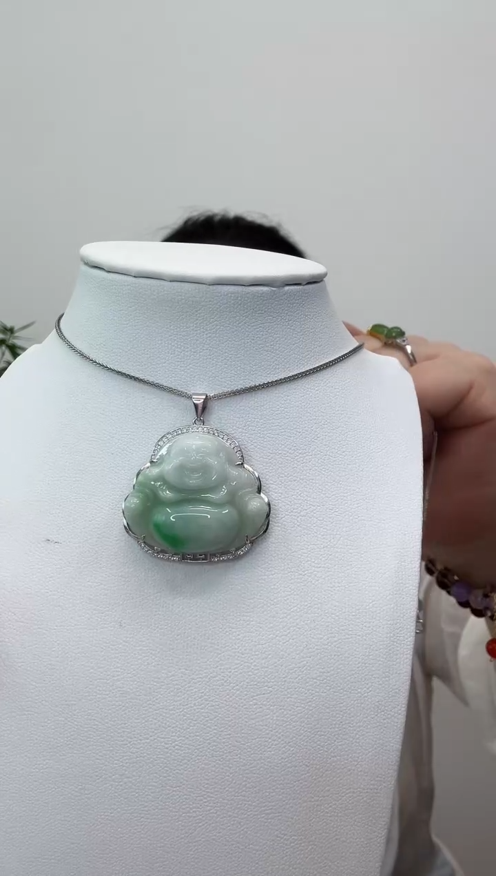 翡翠银S925镶嵌吊坠(赠链)佛公