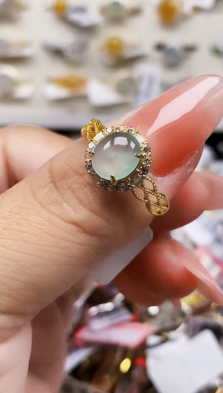 银S925镶嵌戒指翡翠0719