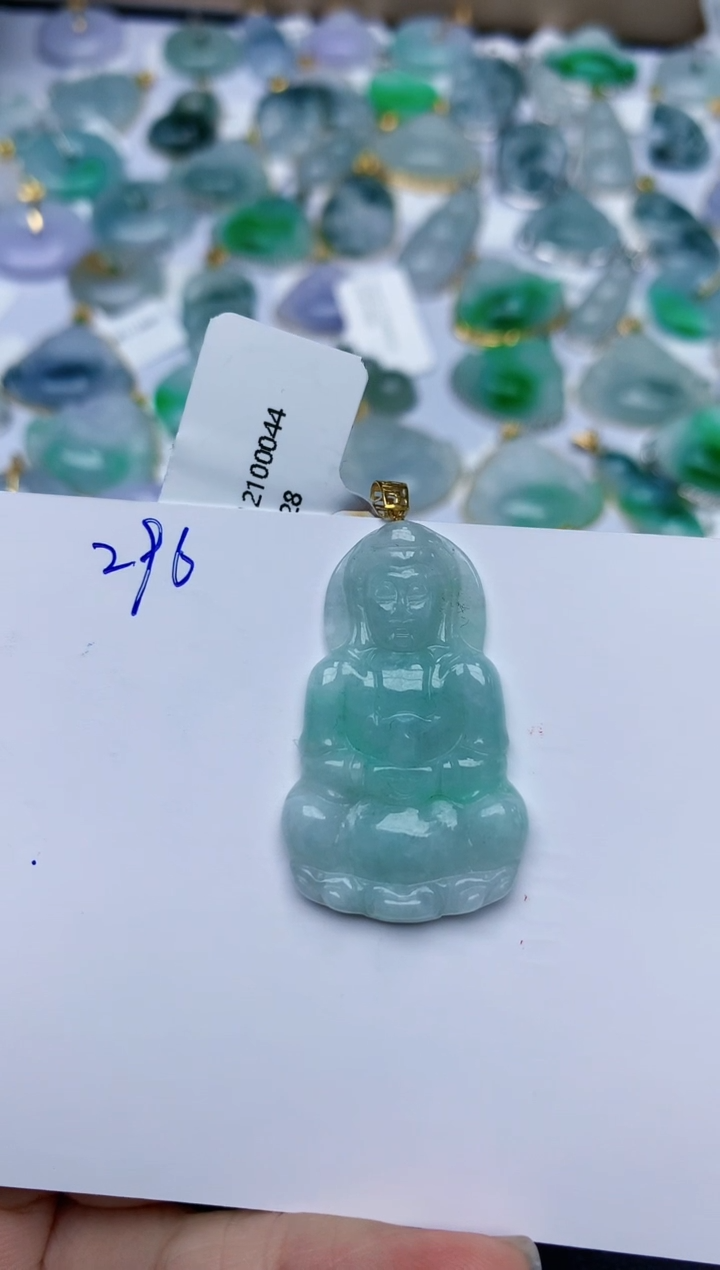 【闪购商品】翡翠颈饰18K金镶嵌天然翡翠A货    