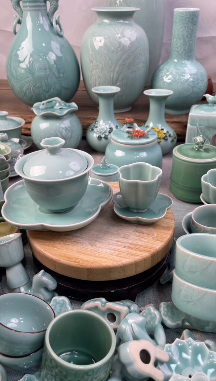 【闪购商品】1盖碗1套杯 福利款 慧仙青瓷 瓷器